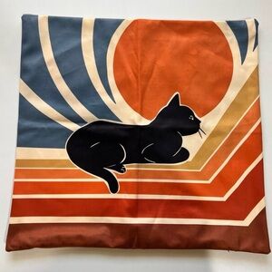 New! Cat Pillow Cover, Mid Century Modern Decor, Retro Art, Cat Lover Gift 17x17